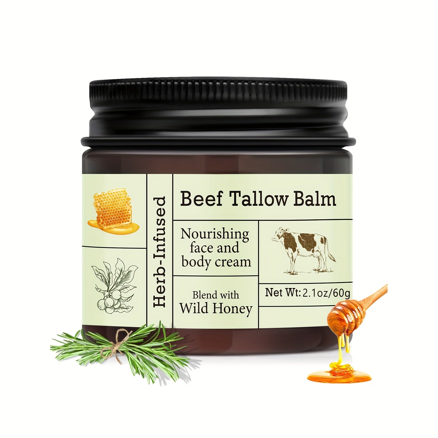Grass-Fed Beef Tallow Balm - Unscented, All-Purpose Moisturizer with Olive Oil & Vitamin E for Dry Skin Care