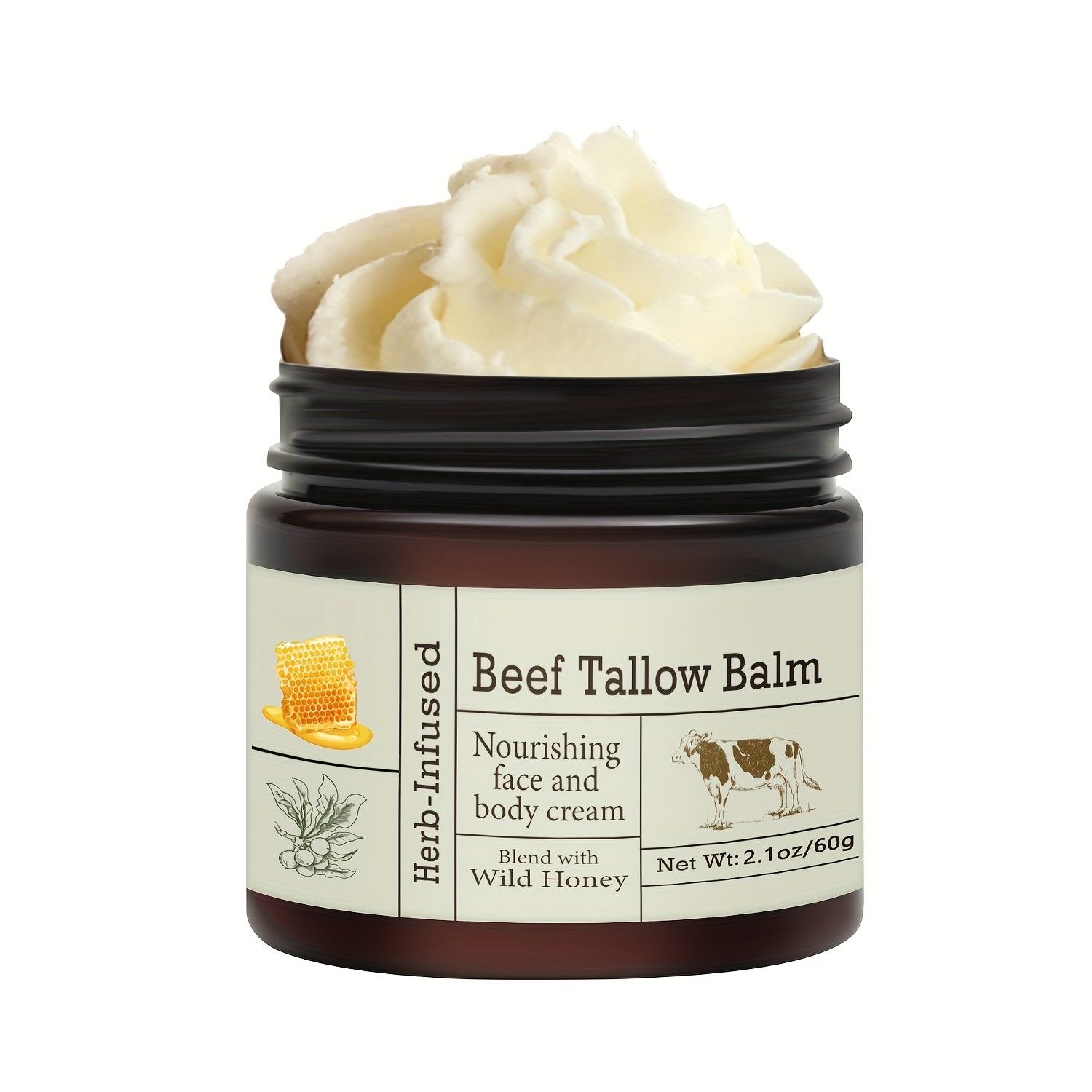Grass-Fed Beef Tallow Balm - Unscented, All-Purpose Moisturizer with Olive Oil & Vitamin E for Dry Skin Care